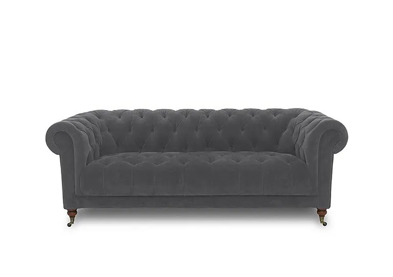 Columbus Fabric 3 Seater Sofa with Castors - Manhattan Charcoal