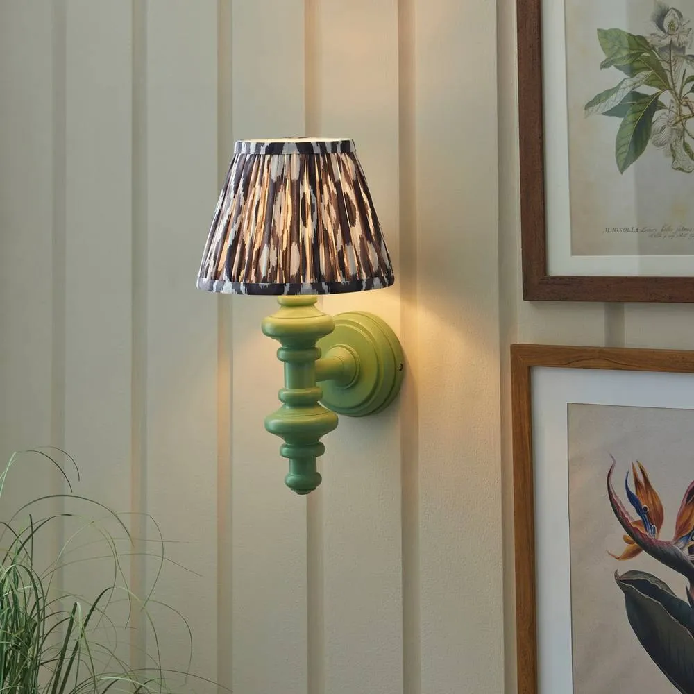 Netlighting Carnaby Green Wall Light Grey Fabric Ikat Shade 20cm B22 2