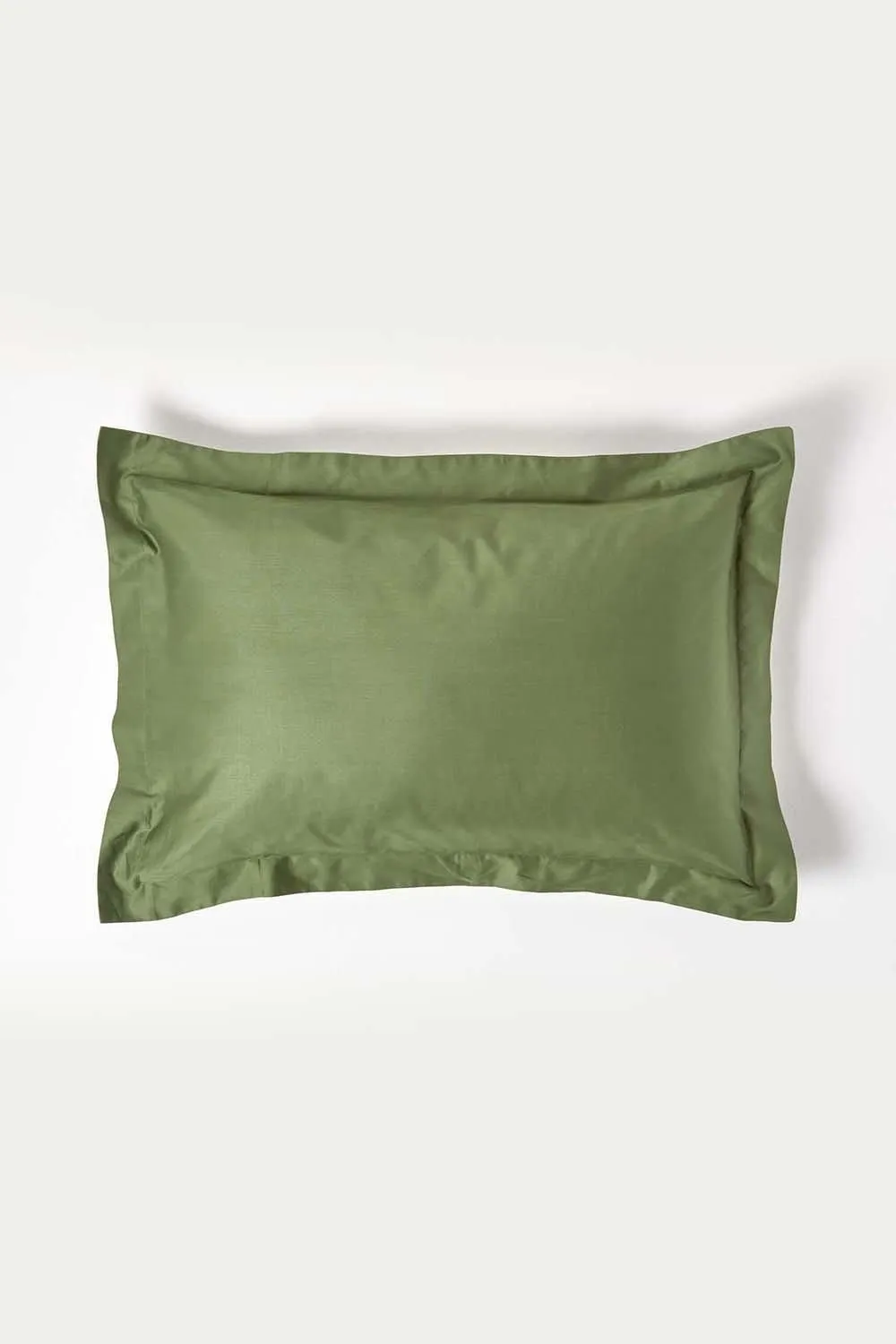 Homescapes Duck Egg Blue Sateen Cotton Oxford Pillowcase 400 TC in Green