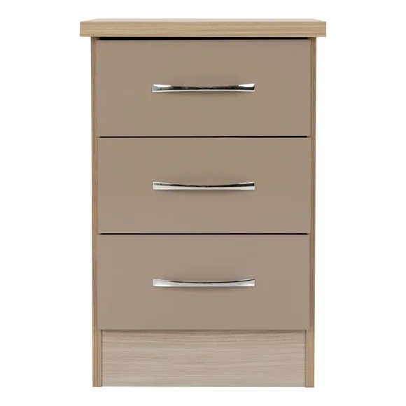 Return - Nevada 3 Drawer Bedside Table, Oyster 4