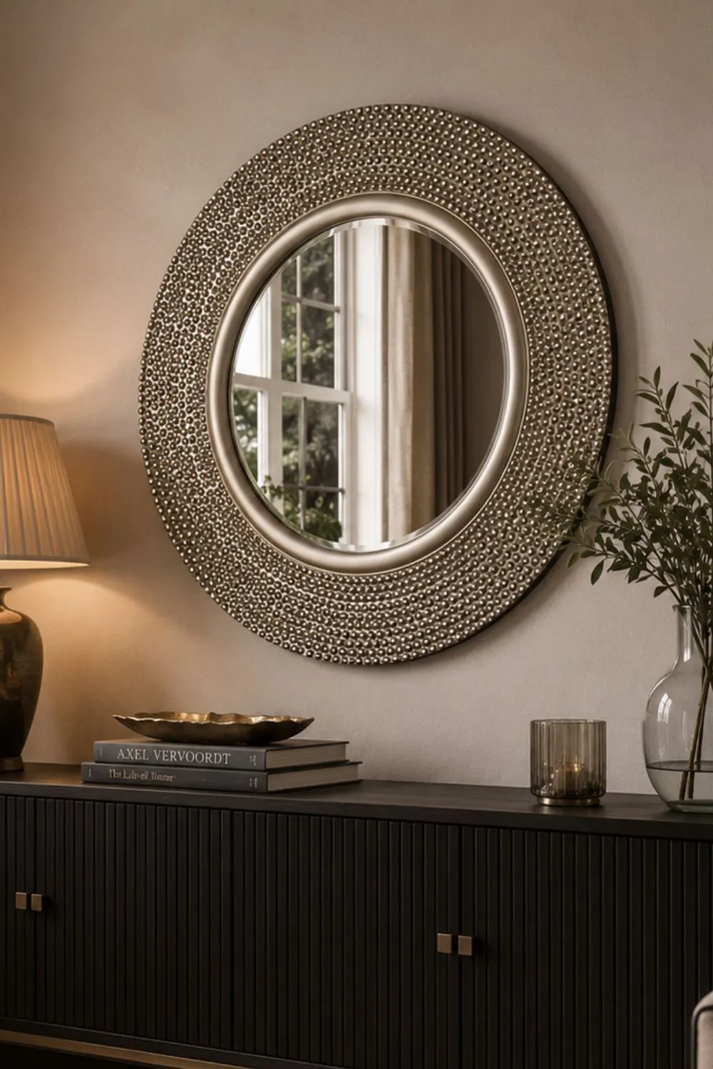 Yearn Mirrors Bobble Round mirror silver 79cm in Metallic Silver