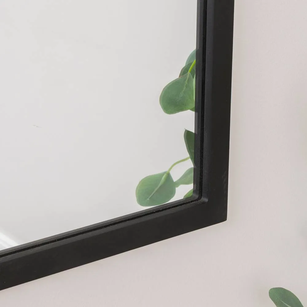 Melody Maison Black Arched Window Wall Mirror - 100cm X 70cm 6