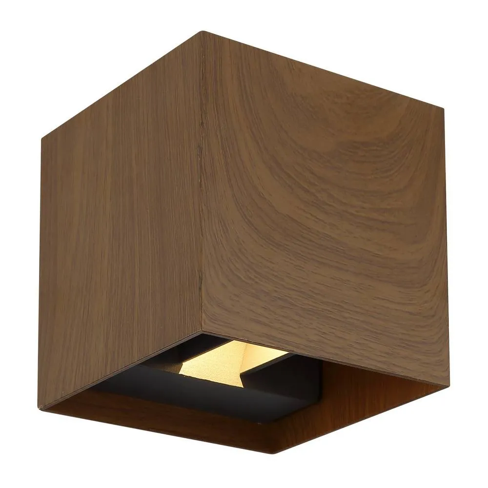 Netlighting Veronika Outdoor Up Down Wall Lamp Wood Look Dark IP54 2x LED 3000K in Brown