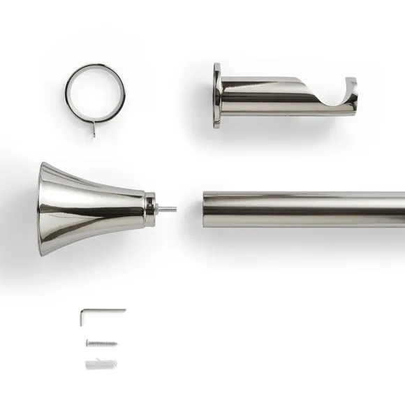Flush Trumpet Fixed Metal Curtain Pole with Rings 2