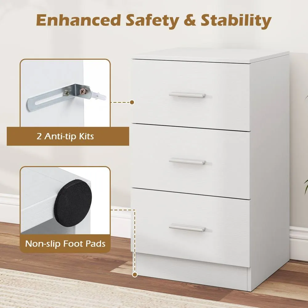 Costway Modern Bedside Table Nightstand End Table Storage Organizer in White 6