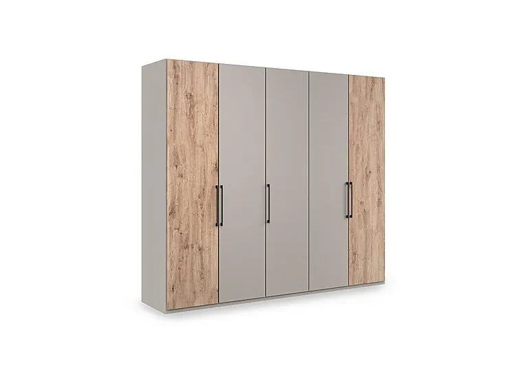 Tullio 250cm 5 Door Hinged Wardrobe - Pebble Grey