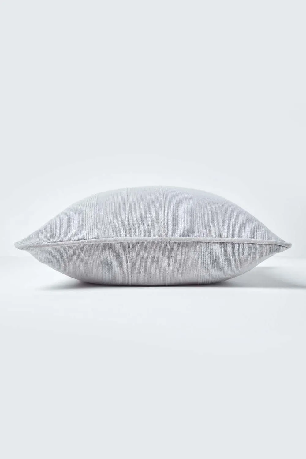 Homescapes Cotton Rajput Ribbed Cushion Cover in Silver 2