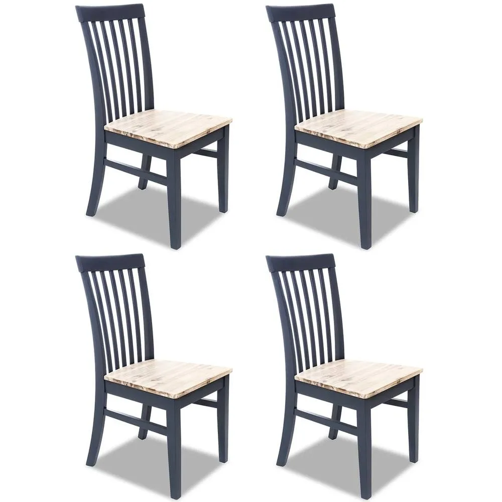 Statement Furniture Florence Highback Wooden Seat Chairs Set of 4 in Navy 1