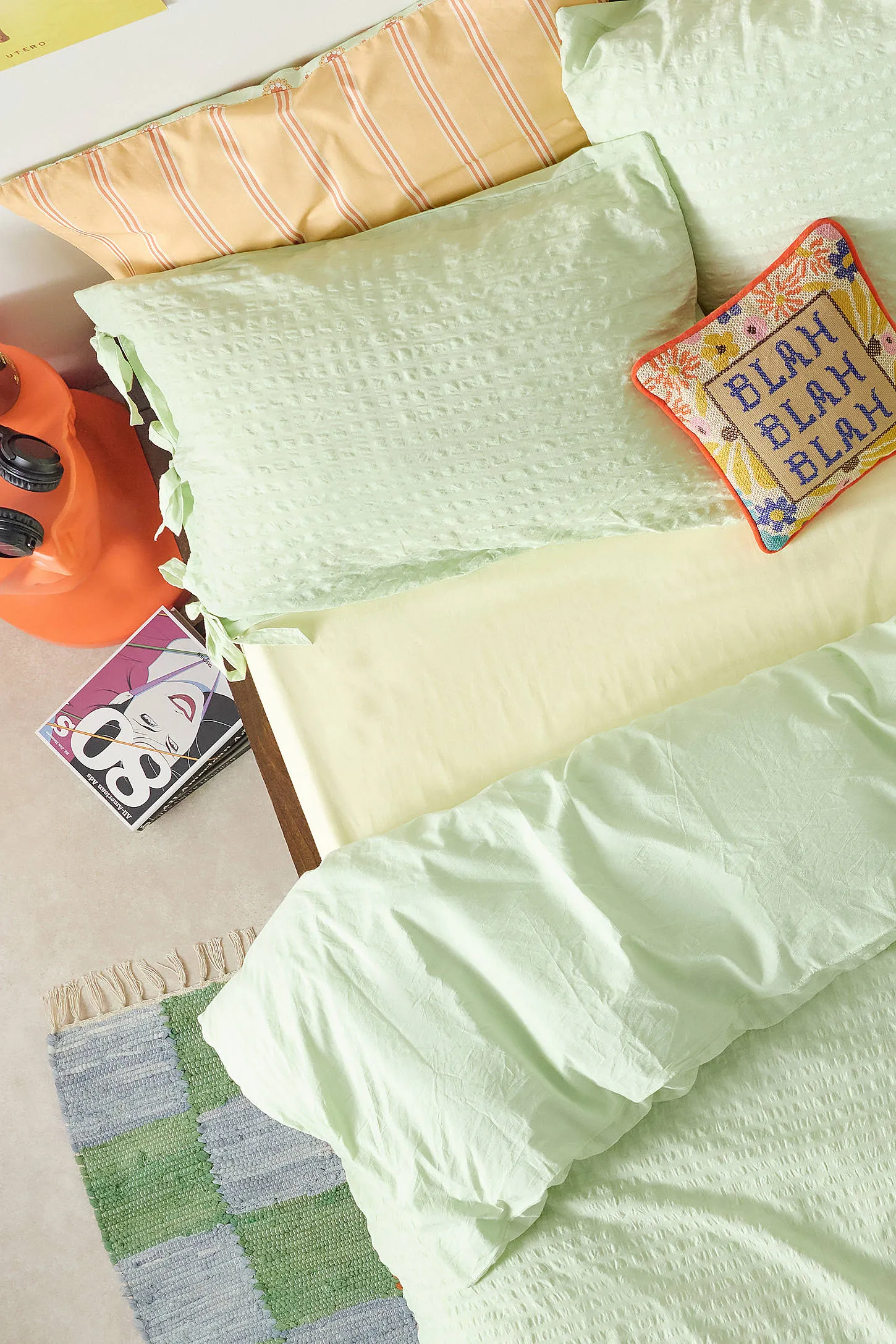 Sage Seersucker Duvet Set - Green 2