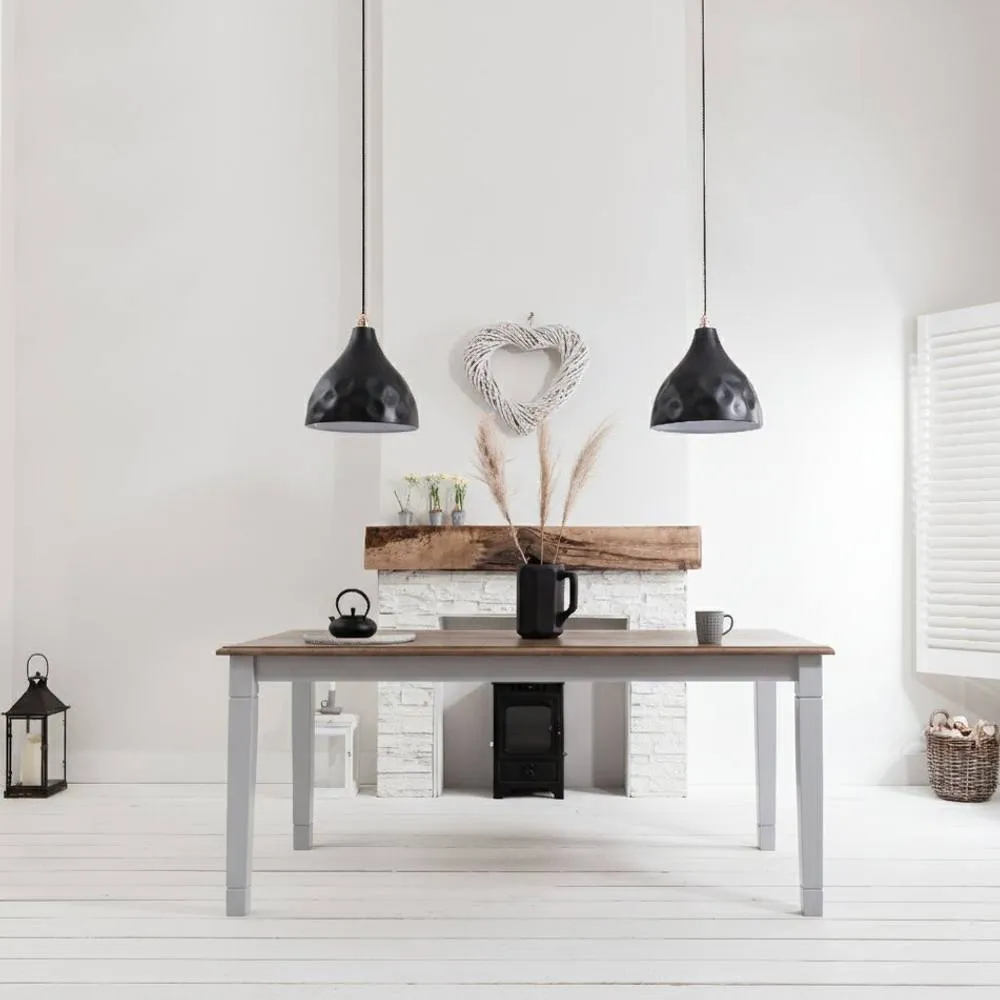 Nöa and Nani Canterbury Dining Table 180cm in Silk Grey and Dark Pine