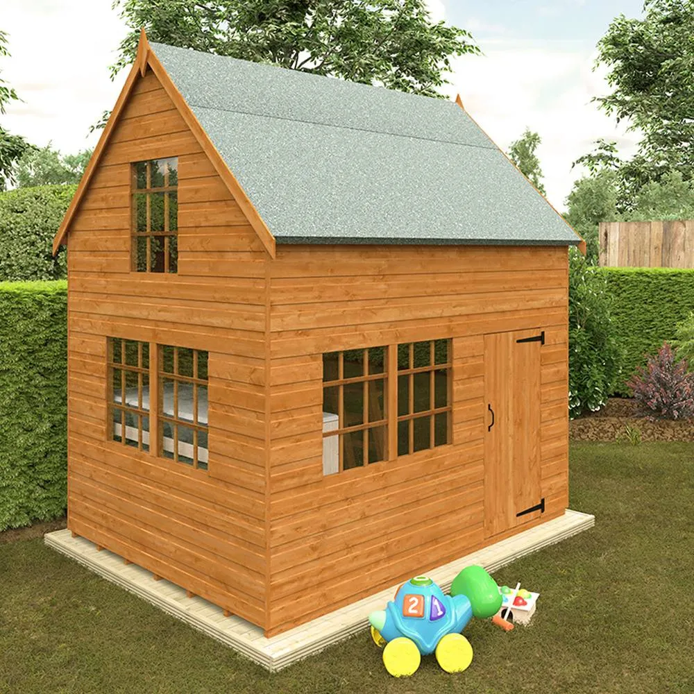 Buttercup Farm 8 x 6 Feet Country Cottage 12mm Shed - Solid Wood/Softwood/Pine in Burnt Orange 4