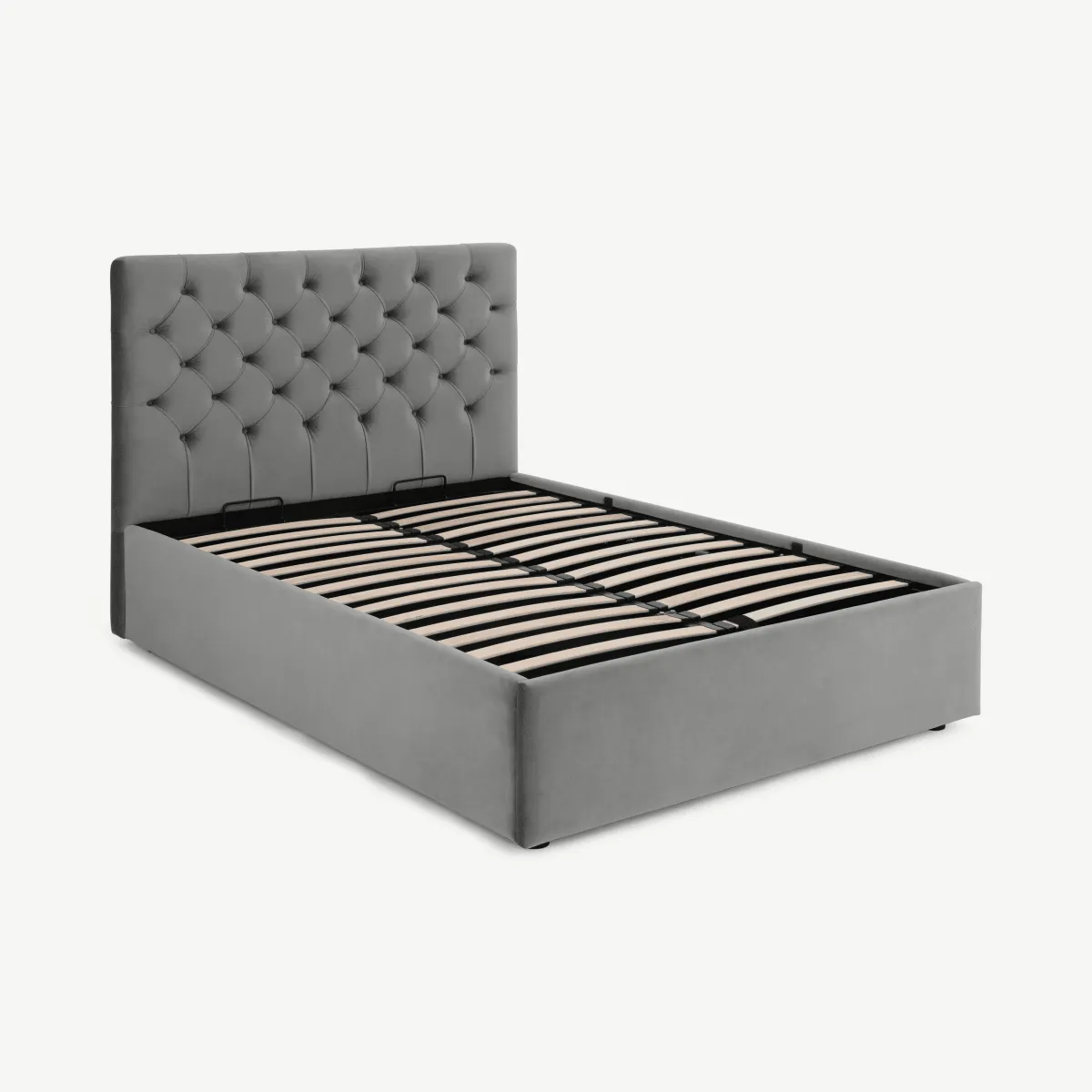 Skye Double Bed with Ottoman Storage, Light Grey Velvet