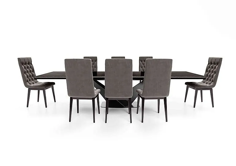 Vita Extending Dining Table and 8 Button Back Chairs - 260-cm - Miraglio Granite