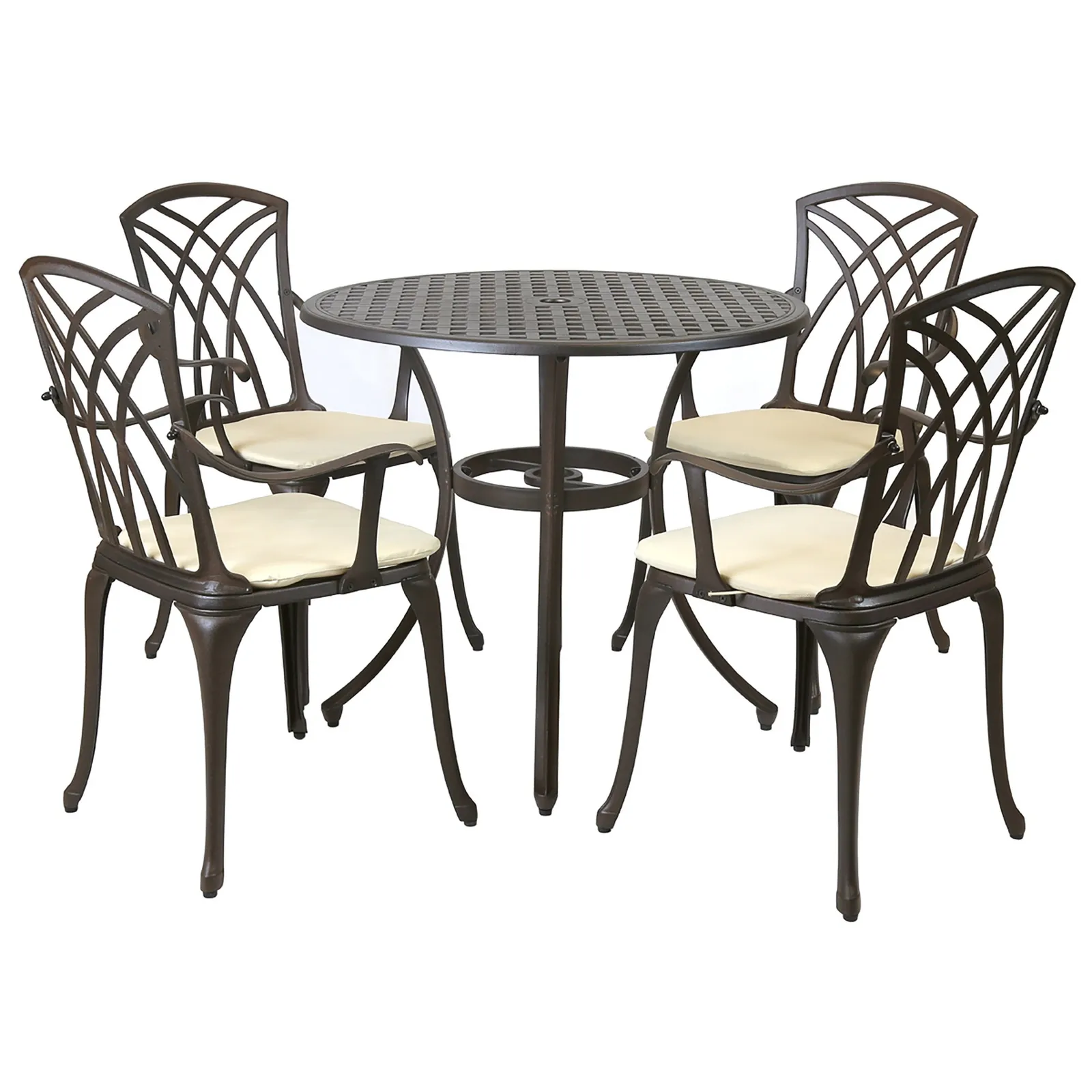 Cast Aluminium 4 Seater Round Dining Set