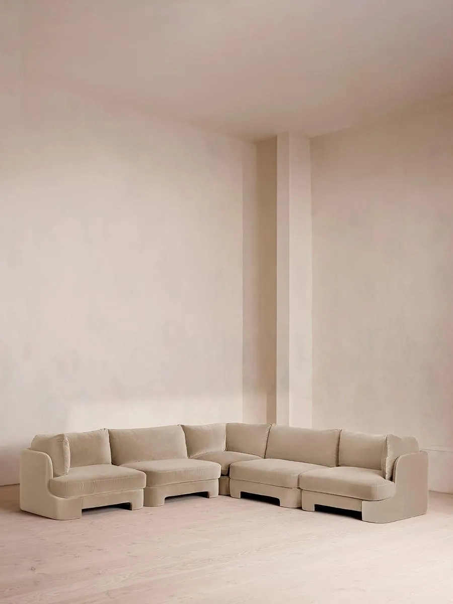 Odell Modular Sofa, Corner Sofa, Velvet, Oyster