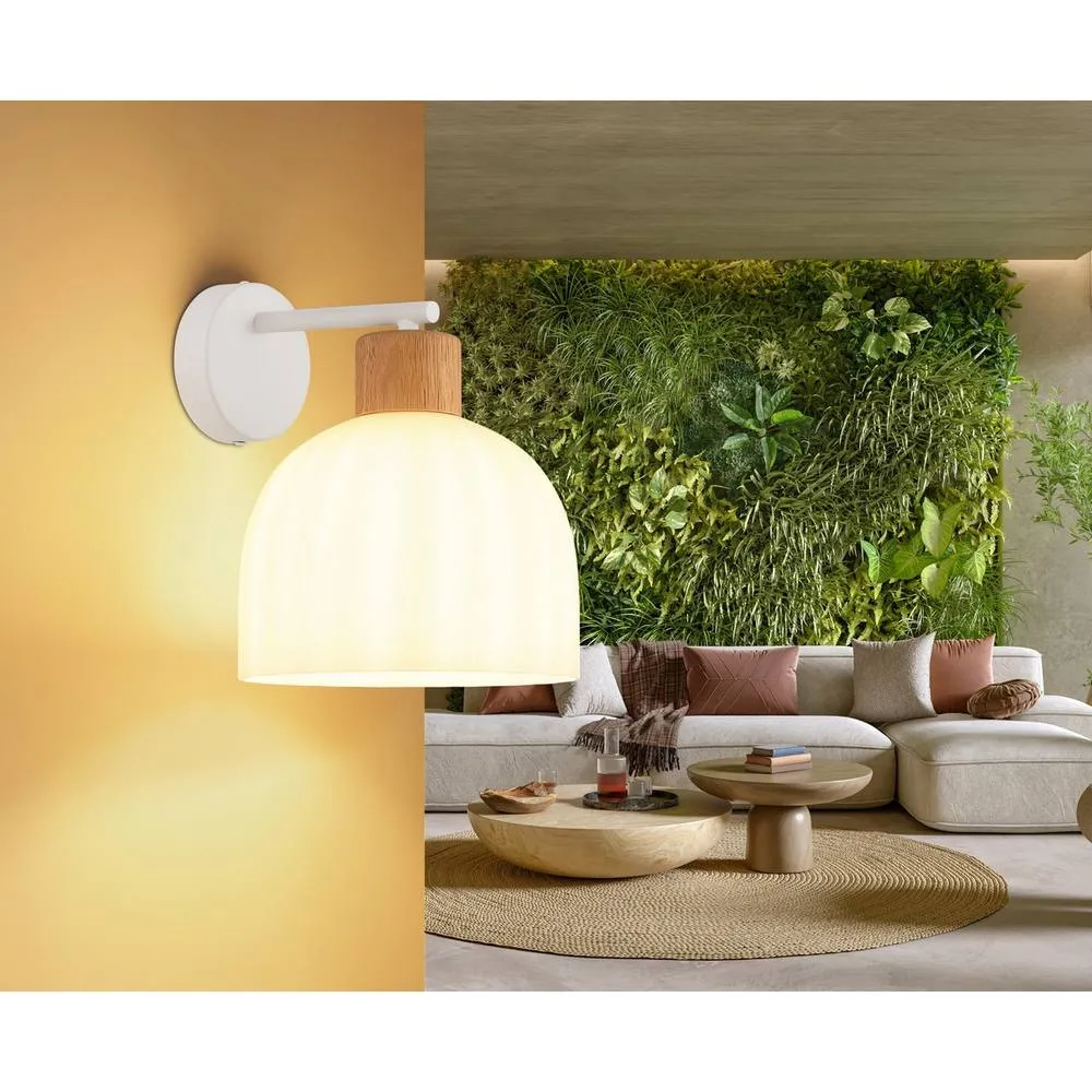 Netlighting Swanson Dome Wall Lamp Matt White Glass Opal Shades E27 2