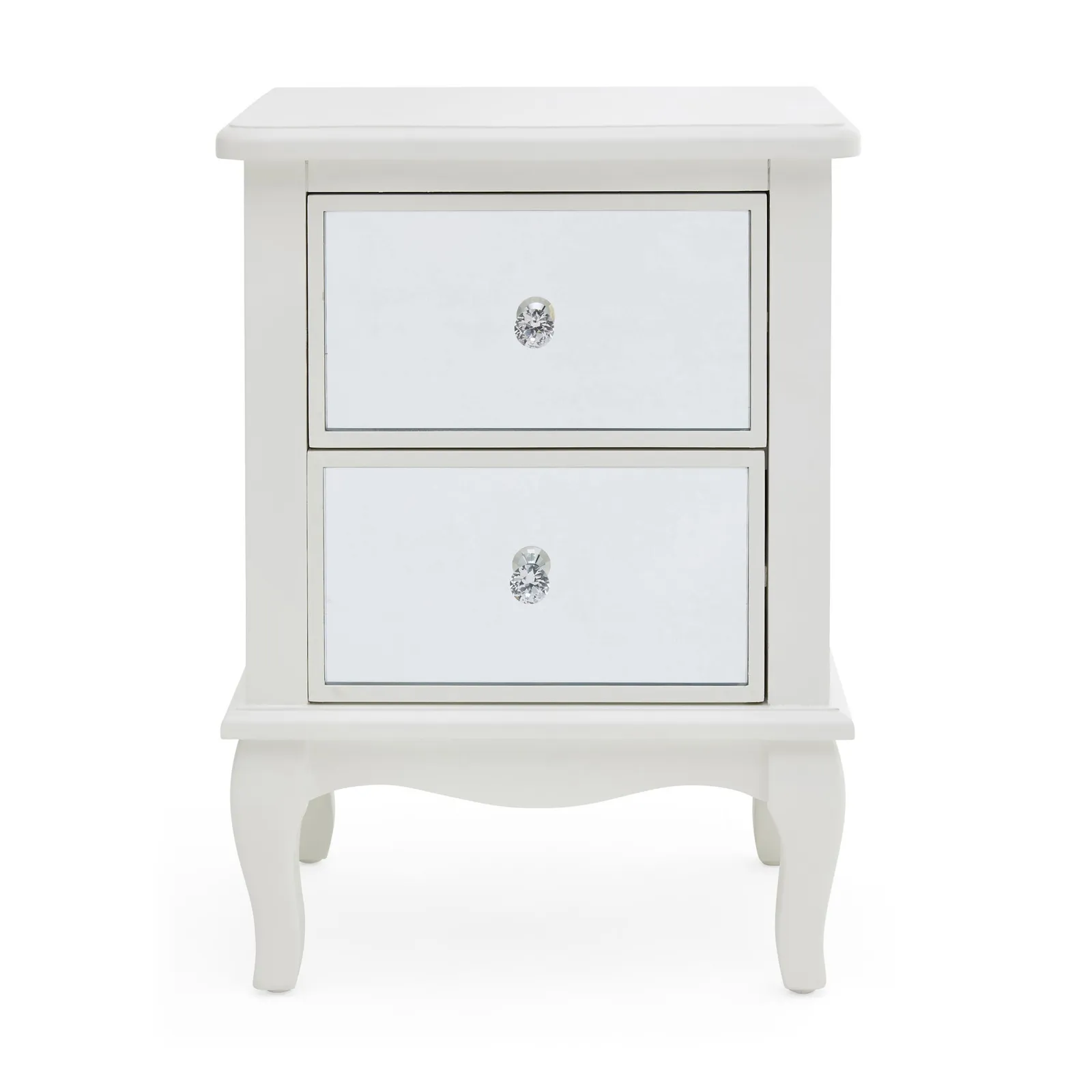 Palais Mirrored Ivory 2 Drawer Bedside Table Cream