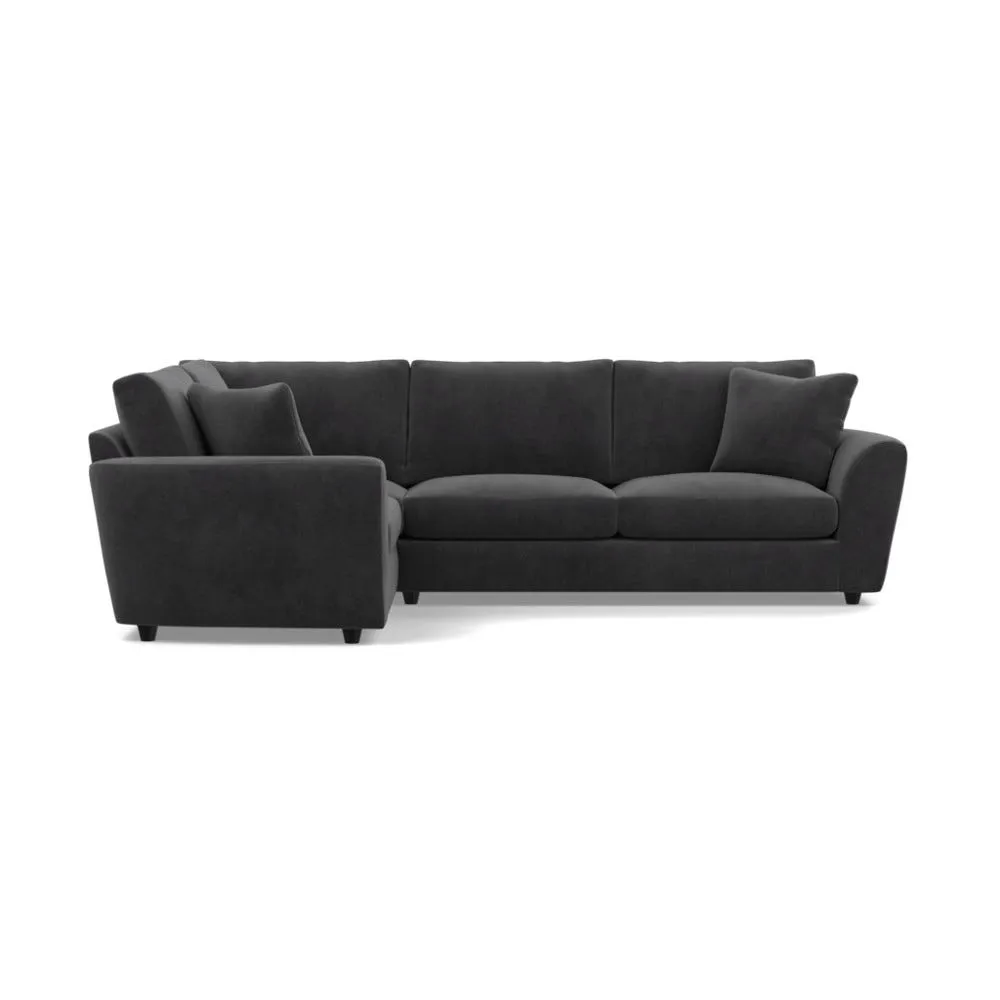Heal's Snooze Left Hand Facing Corner Sofa Smart Luxe Velvet Nickel Black Feet 1