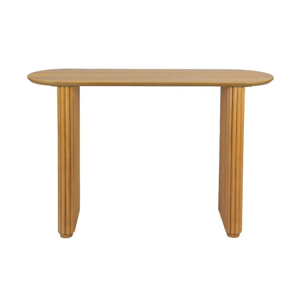 sweeek Oval console rubberwood & oak-effect veneer in Brown 3