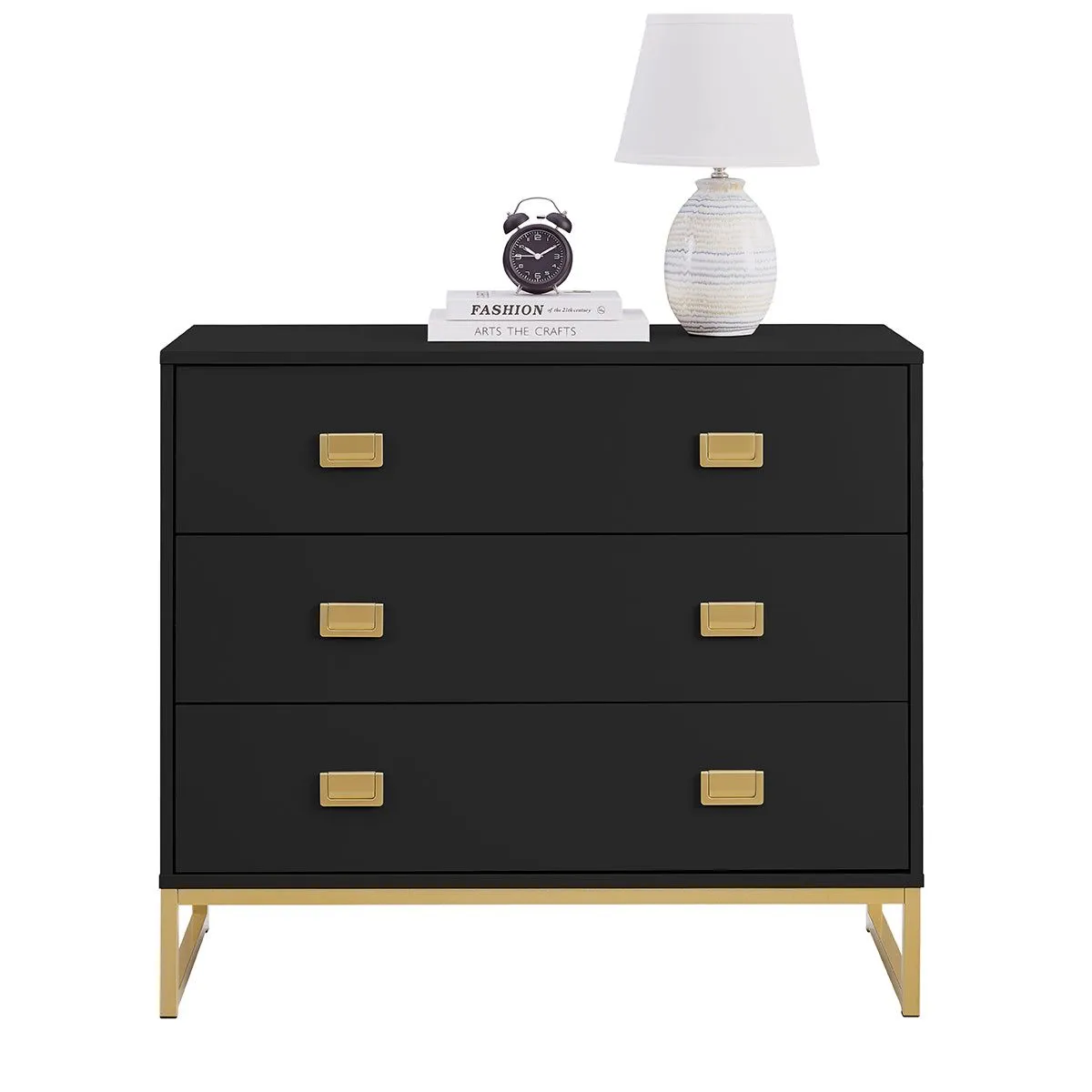 Melody Maison Large 3 Drawer Chest Of Drawers - Elle Black Range 6