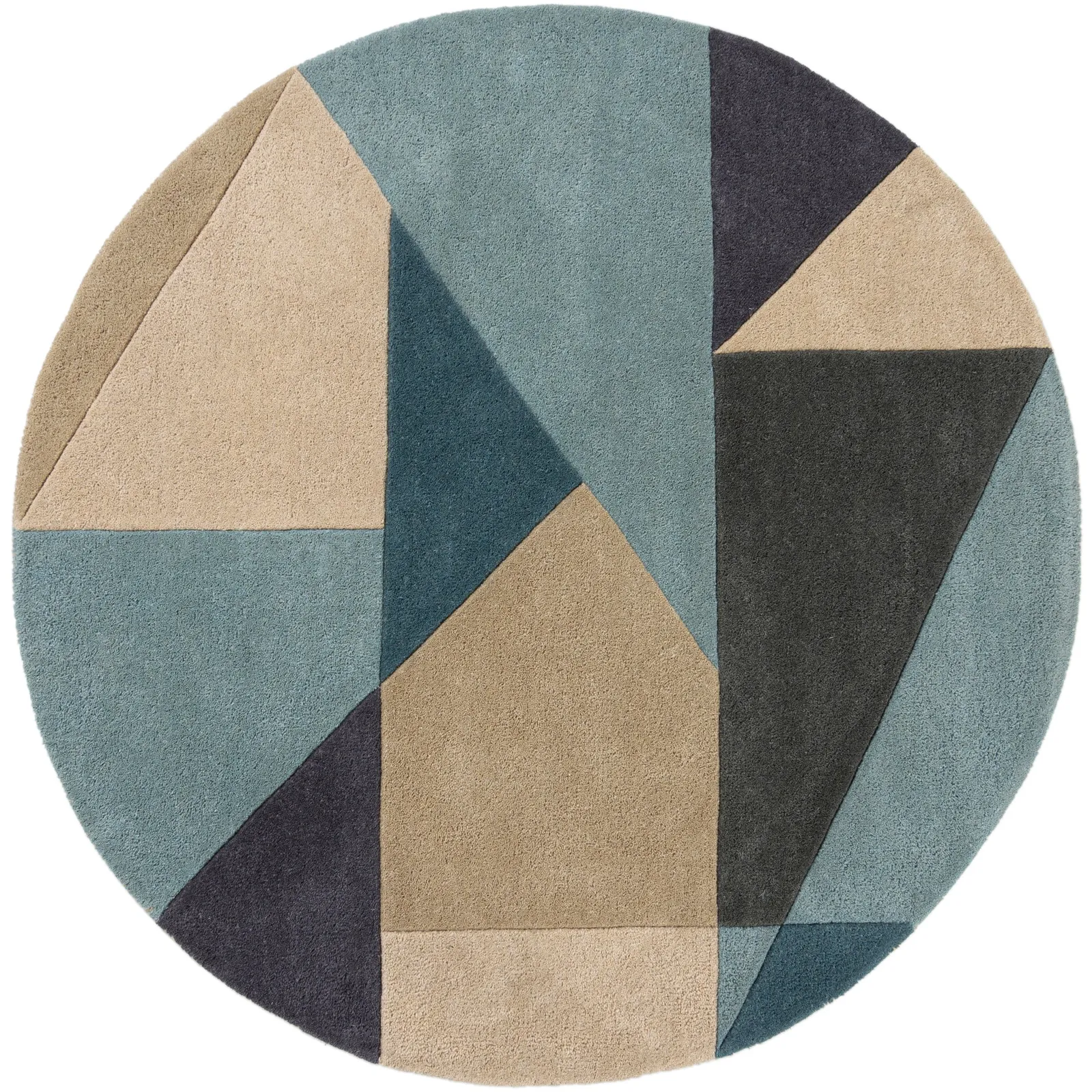 Harper Wool Circle Rug Blue, Beige and Grey