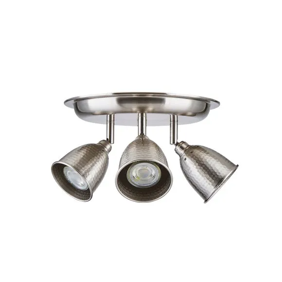 Filbert 3 Light Hammered Chrome Semi Flush Spotlight 5