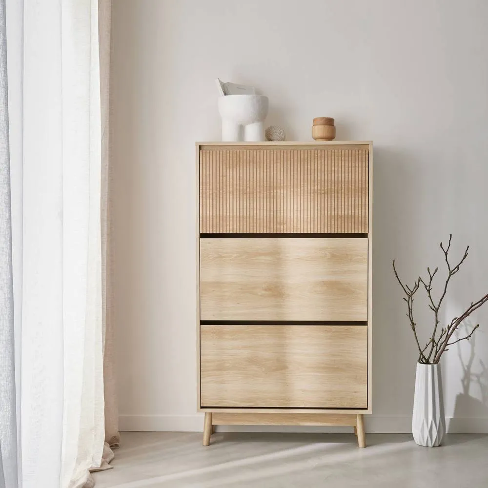 sweeek Wood 3-door shoe cabinet in Beige 3