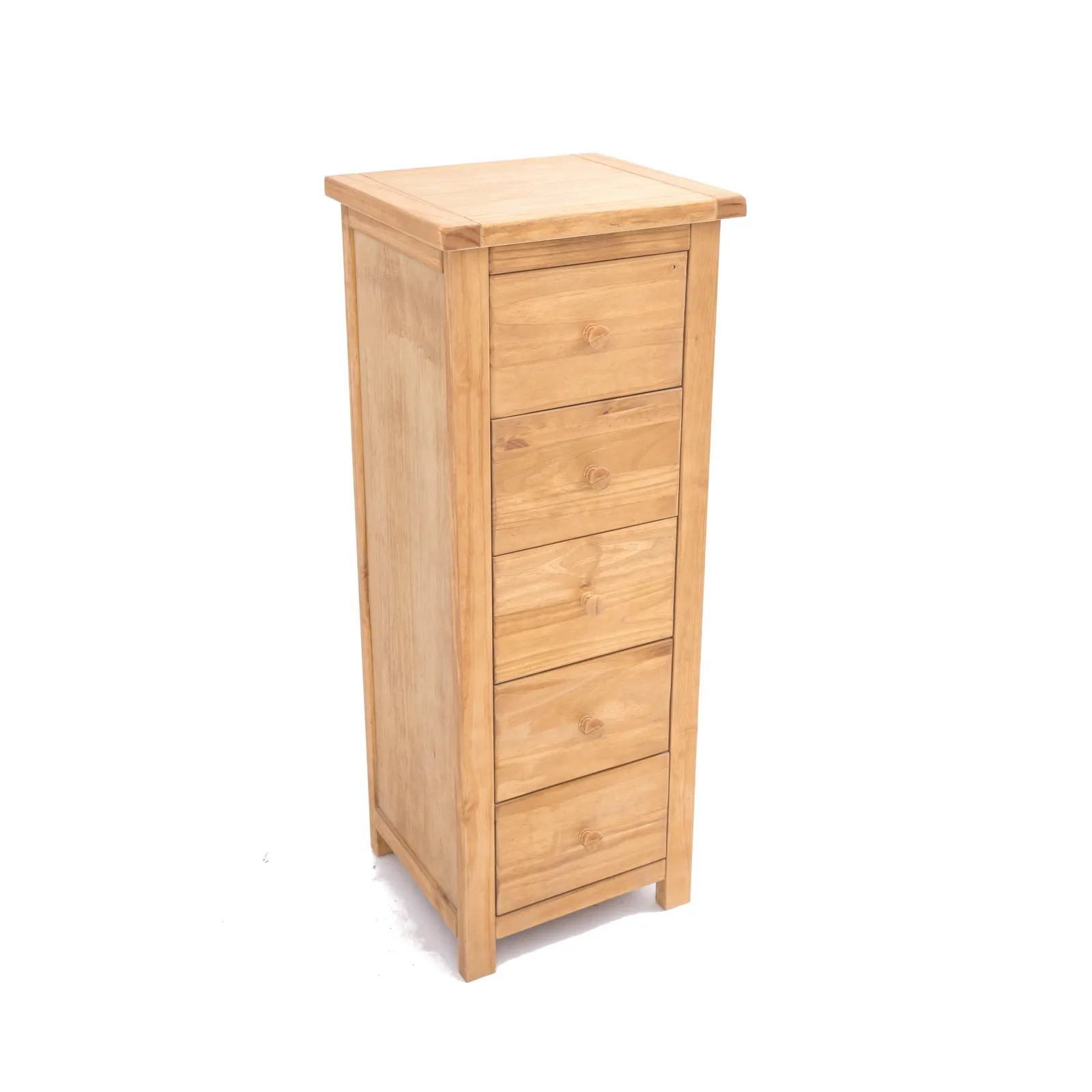 Cabinet Bits Lugo 5 Drawer Narrow Chest of Drawers Wood Knob in Light Brown 3