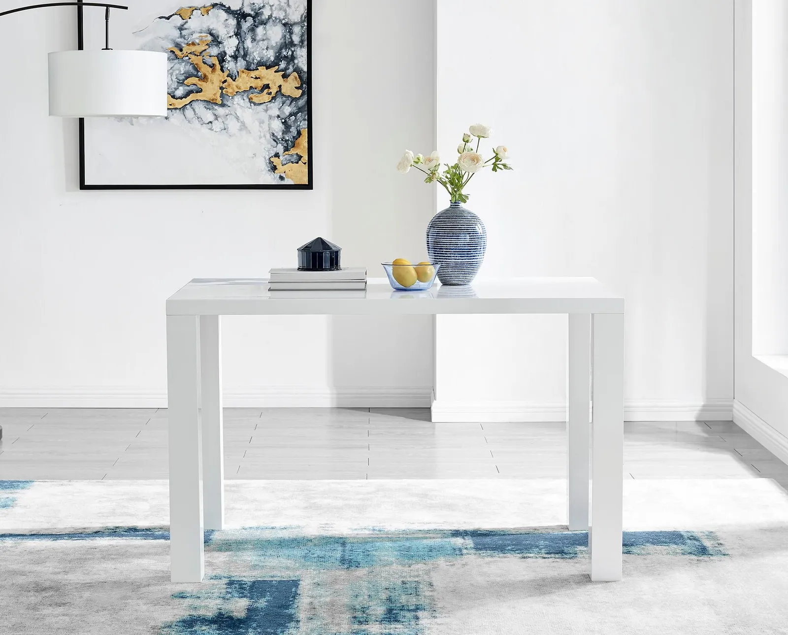FurnitureboxUK Pivero 120cm 4-Seater Modern High Gloss Dining Table in White 2