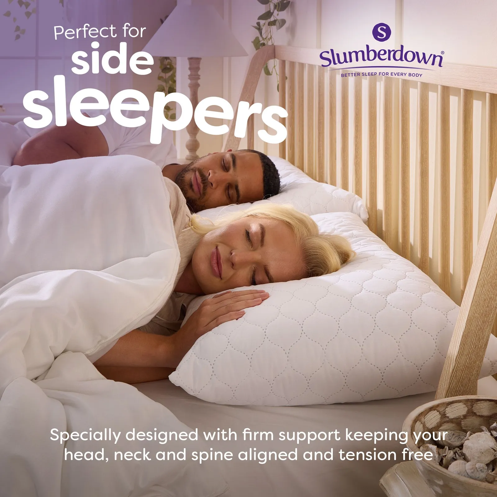 Slumberdown 4 Pack Sleep Soundly Rebound Firm Support Side Sleeper Pillows in White 4