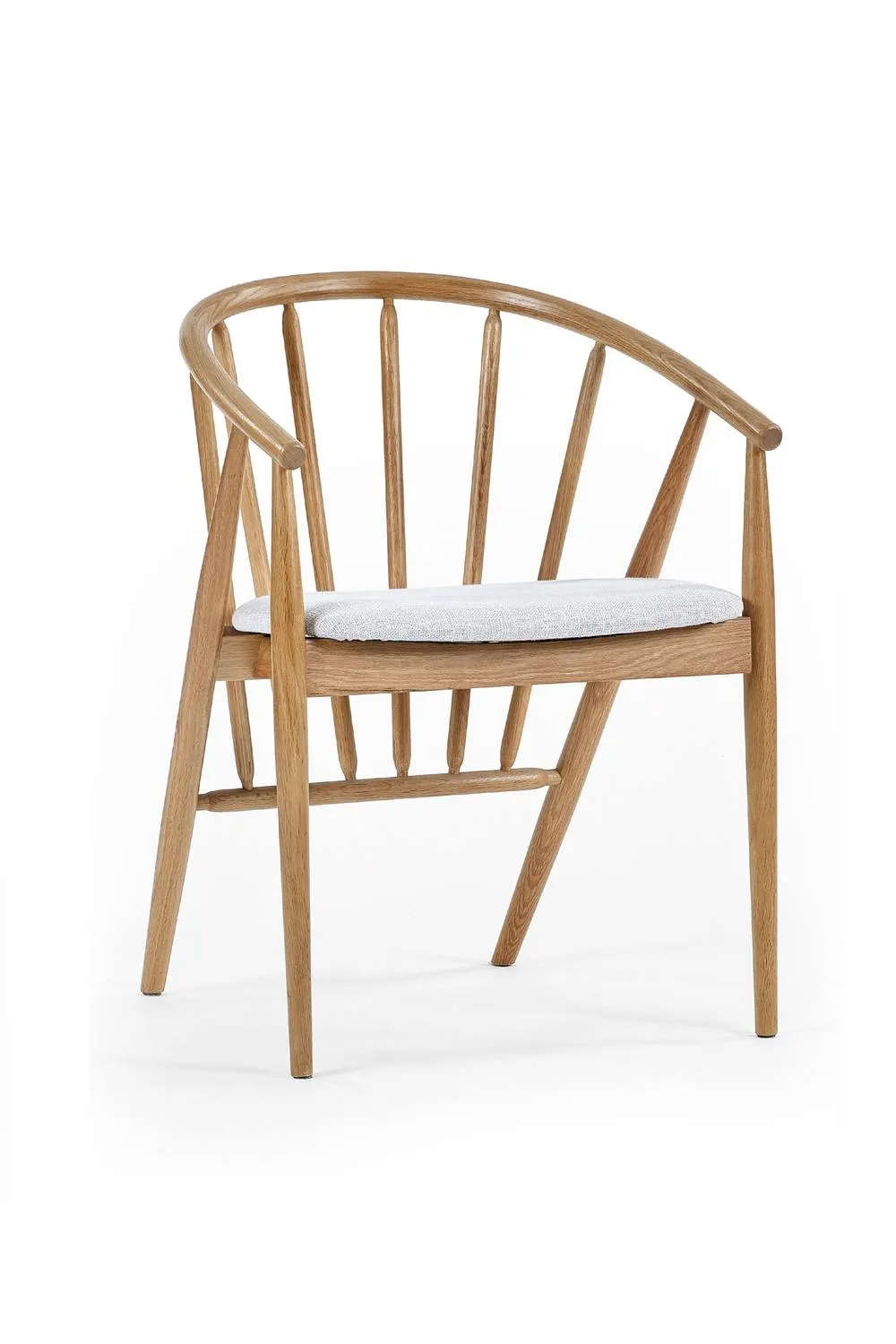 Julian Bowen Rory Curved Spindle Back Upholstered Dining Chair in Light Oak 3