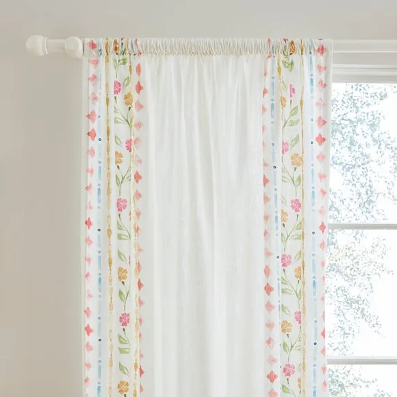 Cotton Bordered Tile Print Slot Top Voile Panel 1