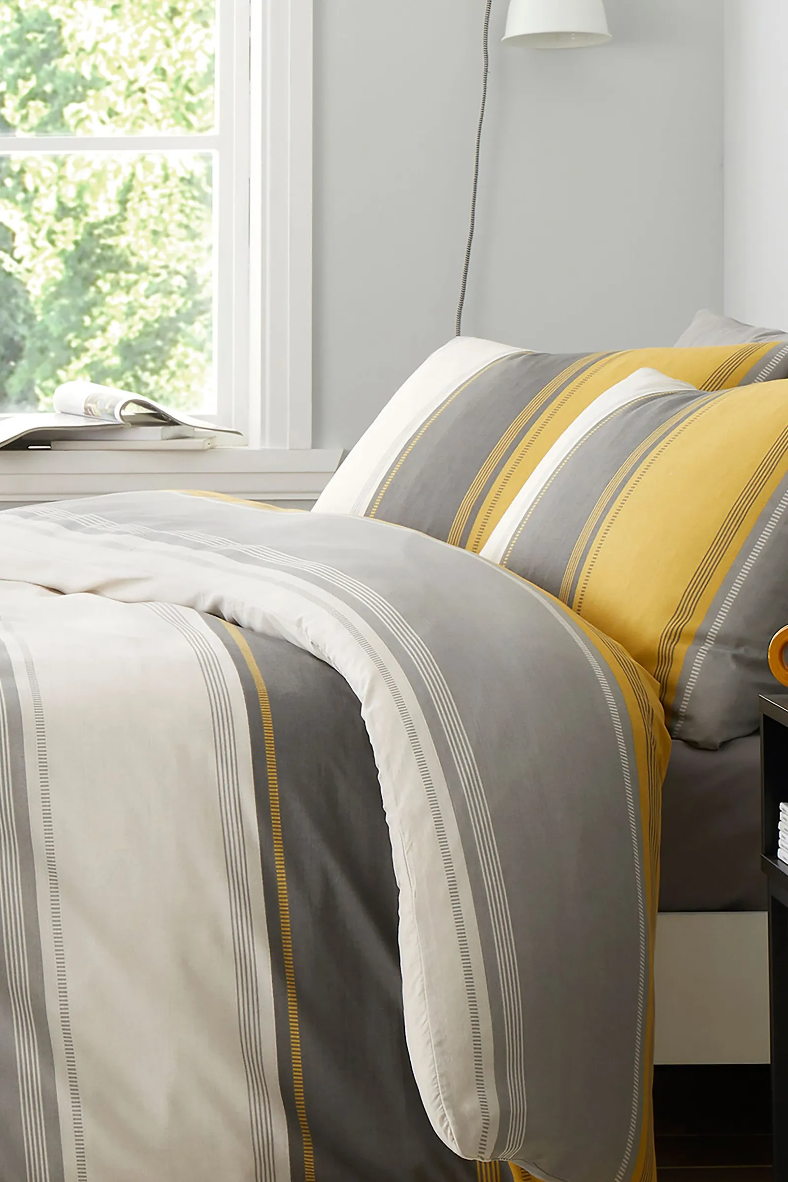 Fusion 'Betley' Classic Wide Stripe Duvet Cover Set in Mustard 2