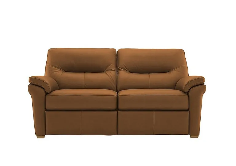 Seattle 2.5 Seater Leather Sofa with Wooden Feet - Cambridge Tan