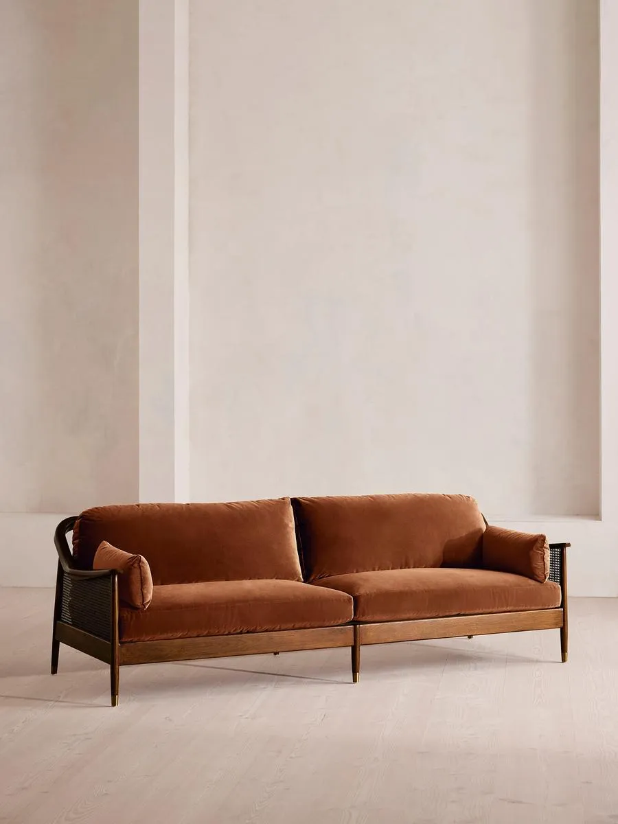 Atlanta Four Seater Sofa, Velvet, Cinnamon