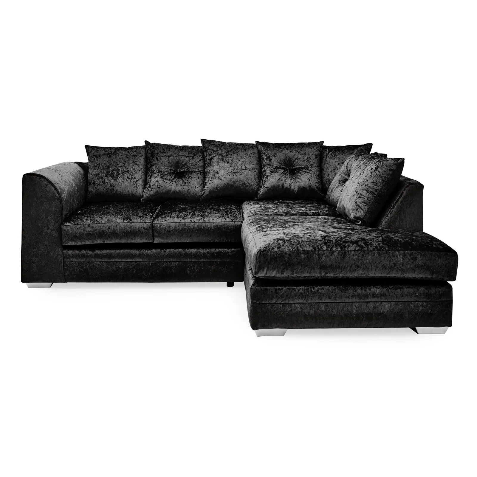 Blake Crushed Velvet Right Hand Corner Sofa Black