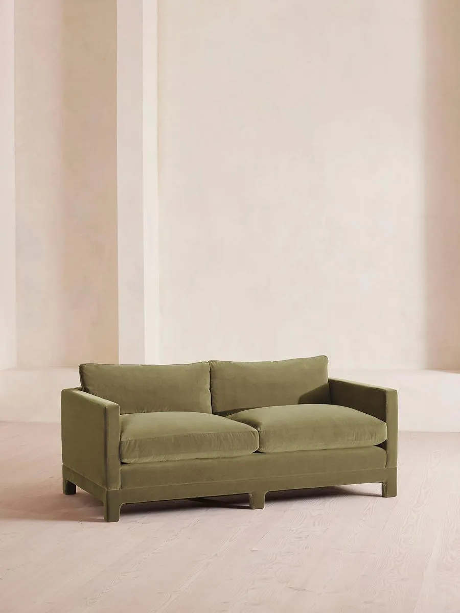 Ashford Two Seater Sofa, Velvet, Lichen