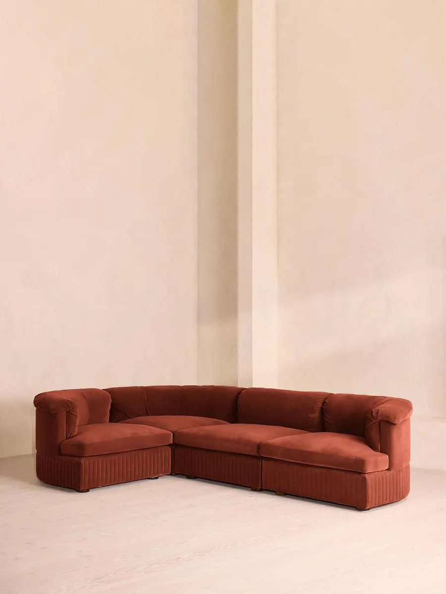 Oona Modular Sofa, L-Shape Sofa, Velvet Rust