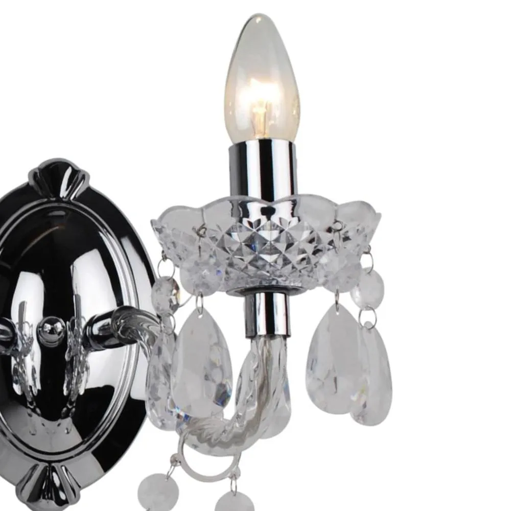 First Choice Lighting Clear Acrylic & Chrome Marie Therese Style Twin Wall Light 4