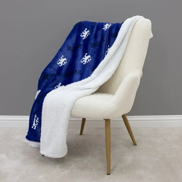 Chelsea Goal Sherpa Fleece Blanket 100cm x 150cm
