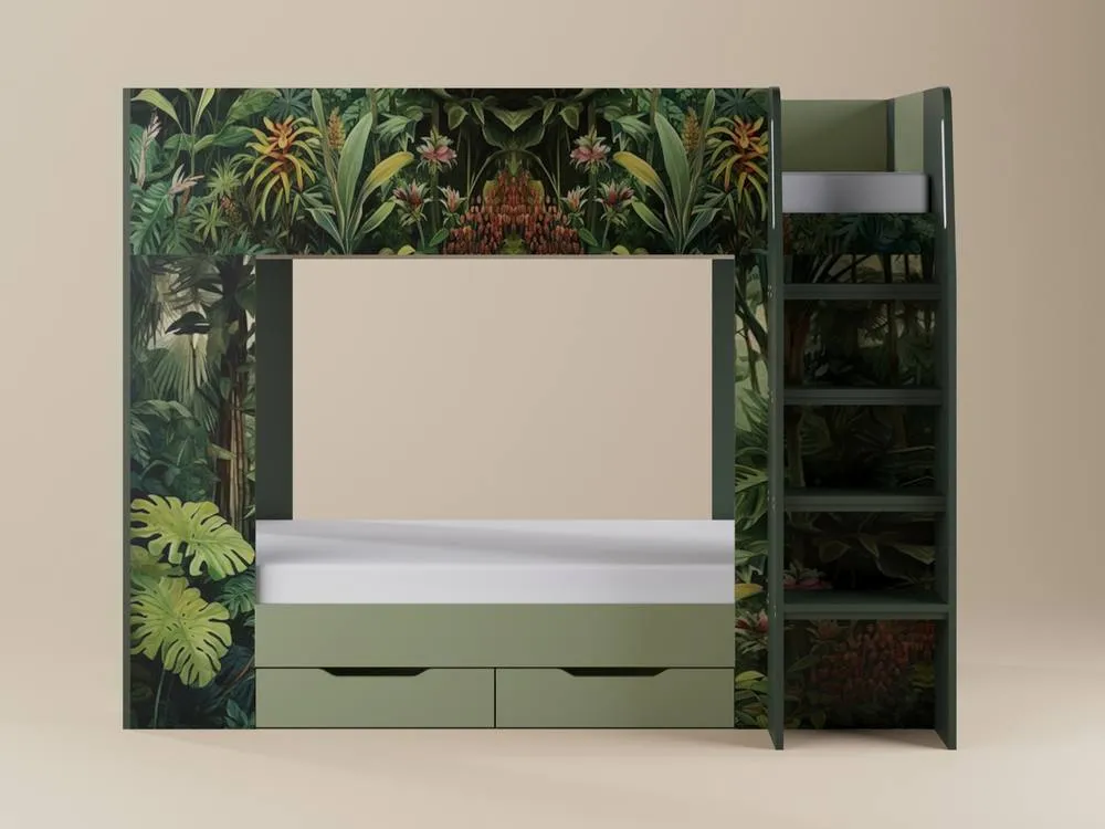Flair Lorith Jungle Bunk Bed with Drawers in Dark Green 4