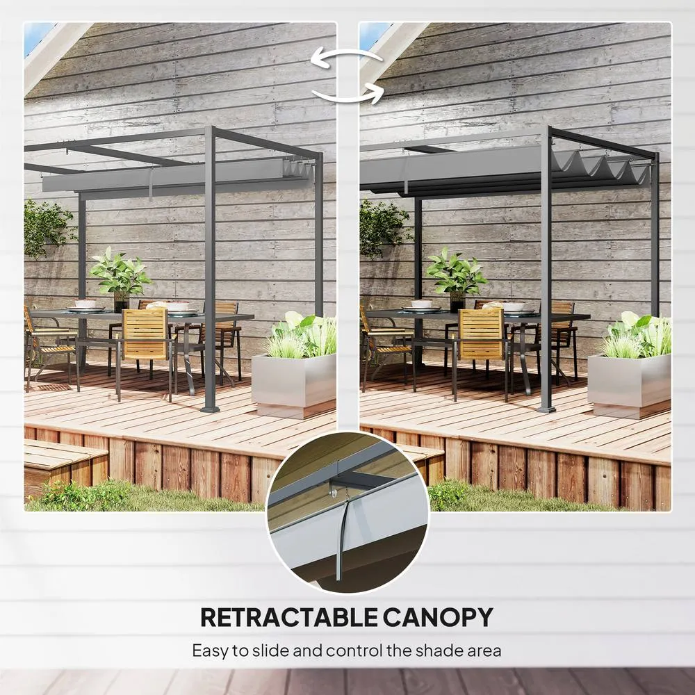 OUTSUNNY Metal Pergola Gazebo Patio Sunshelter Retractable Canopy in Grey 4