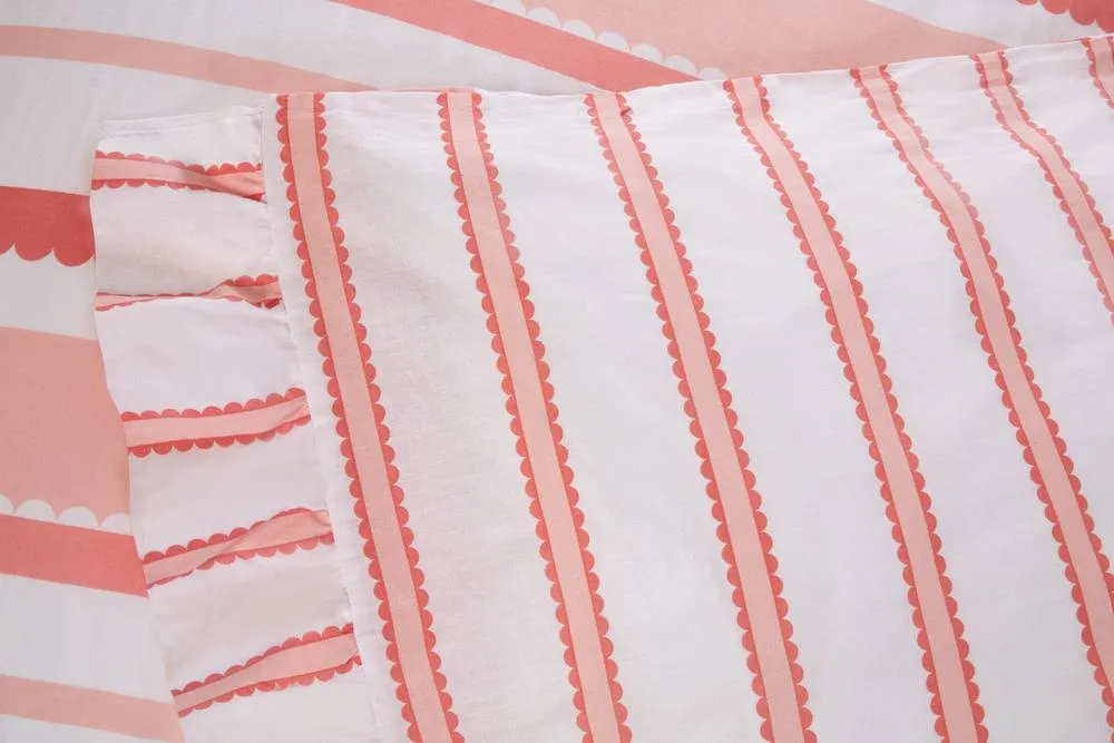 Rapport Home Maya Stripe Polycotton Reversible Duvet Cover Set with Pillowcase in Pink 2
