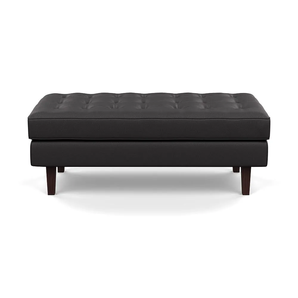 Heal's Hepburn Ottoman In Leather Px30 Graphite 063 With