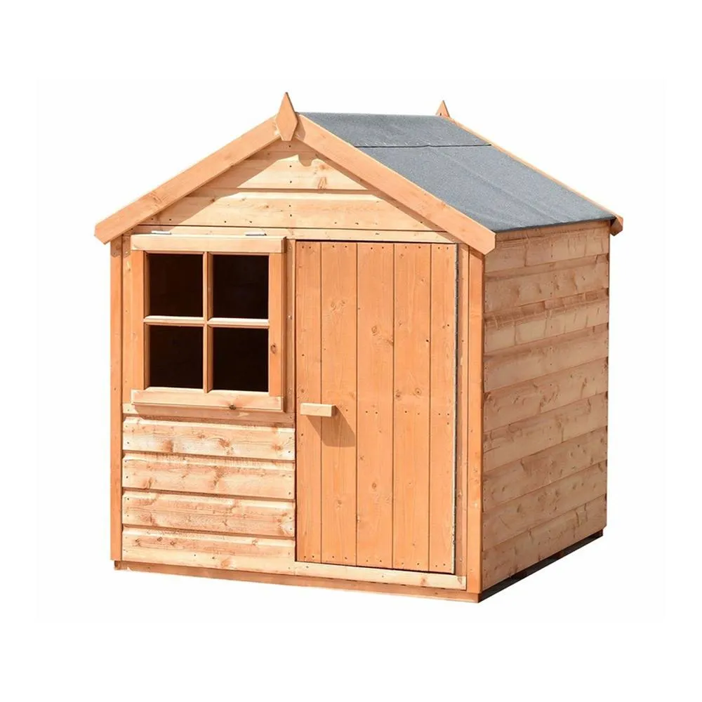 Shires Playhut 4 x 4 Feet Single Door with One Opening Window Playhouse in Light Brown