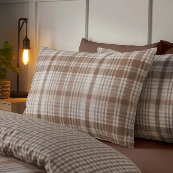Catherine Lansfield Hamish Check 100% Brushed Cotton Duvet Cover & Pillowcase Set 4