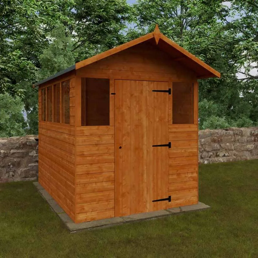 Buttercup Farm 8 x 6 Feet Cabin 12mm Shed - Solid Wood/Softwood/Pine in Burnt Orange 4