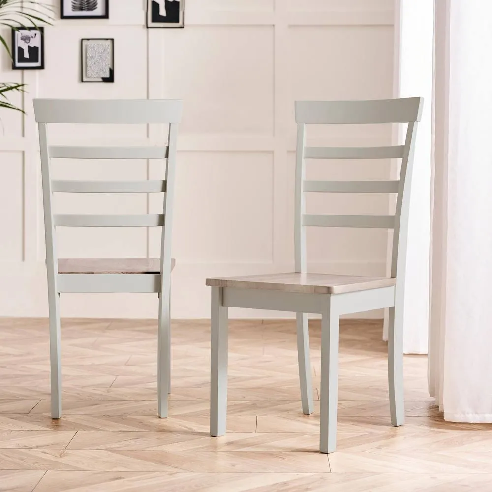 FurnitureboxUK 2x Whitby Whitewashed & Grey Solid Wood Dining Chairs in White