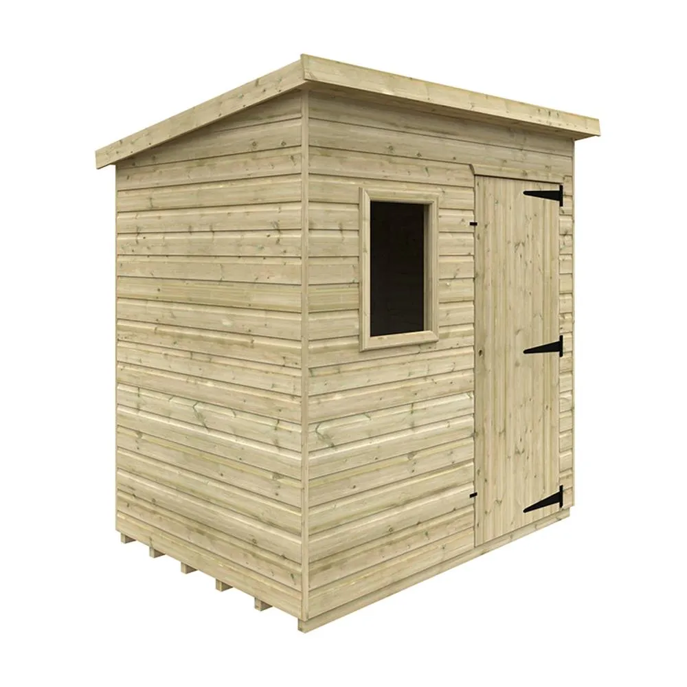 Buttercup Farm 7 x 5 Feet Tanalised Deluxe Pent 16mm Shed - Solid Wood/Softwood/Pine in Green