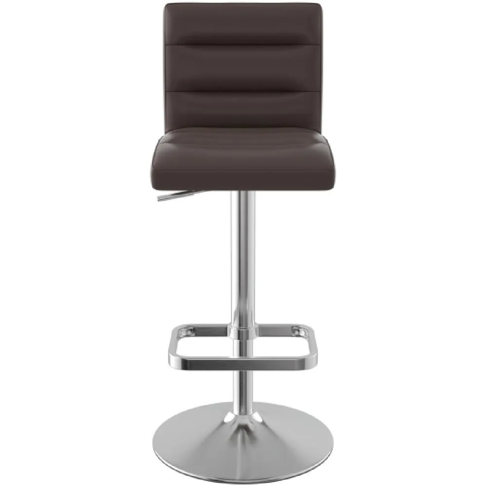 netfurniture Swank Brushed Steel Bar Stool With Faux Leather Padded Seat Brown 2